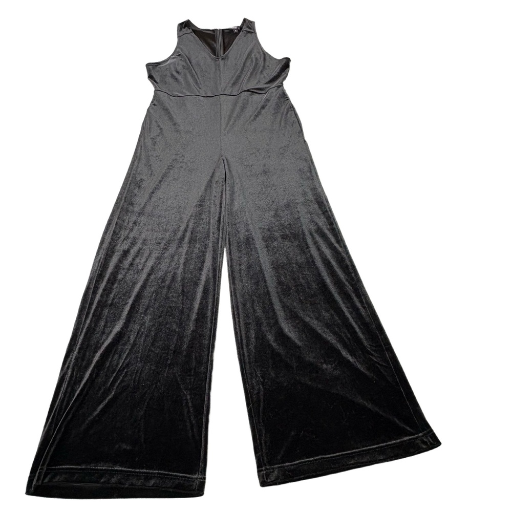 Simply Vera Vera Wang Jumpsuit Womens M Black Velvet Sleeveless Wideleg Party